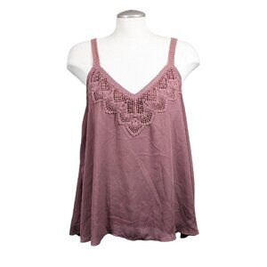 Torrid 00 Georgette Swing Cami Top Womens 10 Walnut Crochet Dusty Pink Coquette